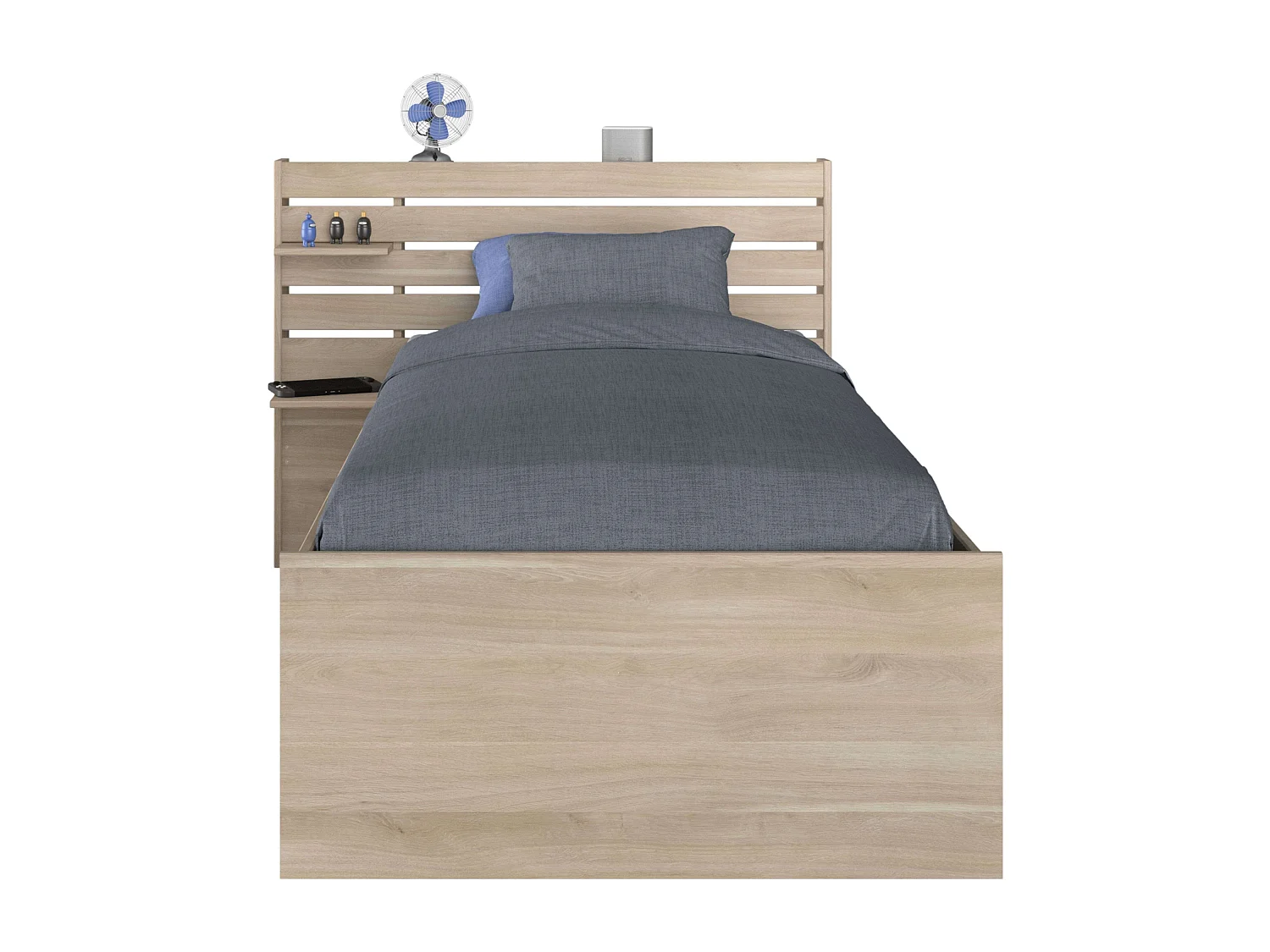 Cama Juvenil Eik Roble Japonés con cabecero 90x190-200 cm