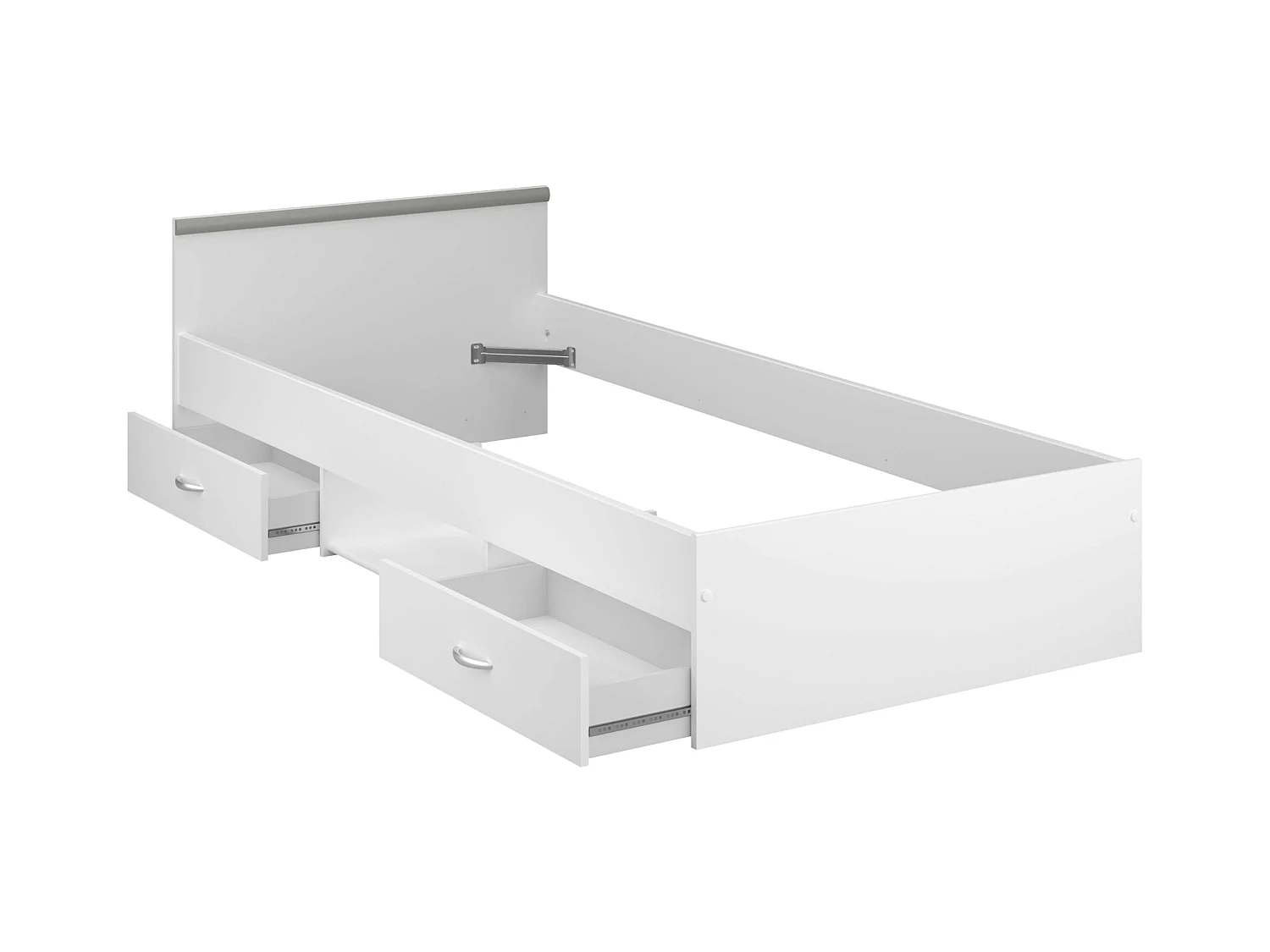 Cama juvenil Village 2 cajones y hueco blanco/gris 90x200 cm dormitorio