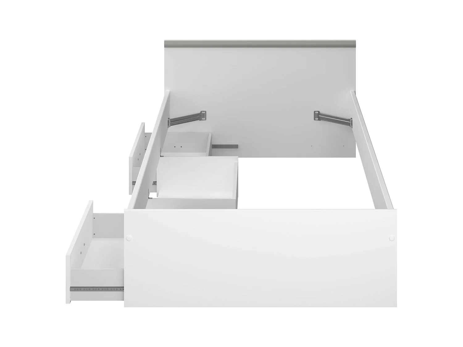 Cama juvenil Village 2 cajones y hueco blanco/gris 90x200 cm dormitorio