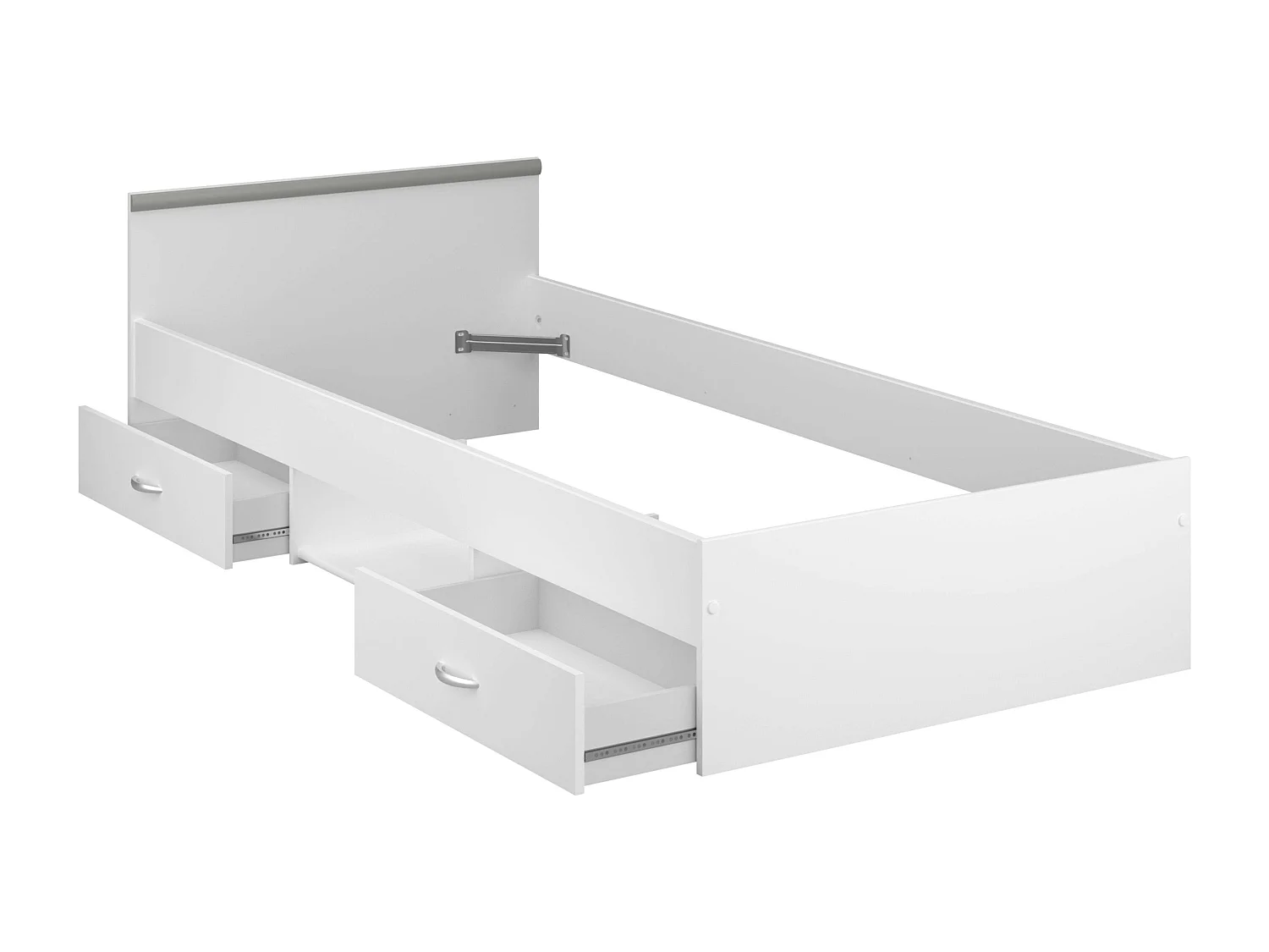 Cama juvenil Village 2 cajones y hueco blanco/gris 90x200 cm dormitorio