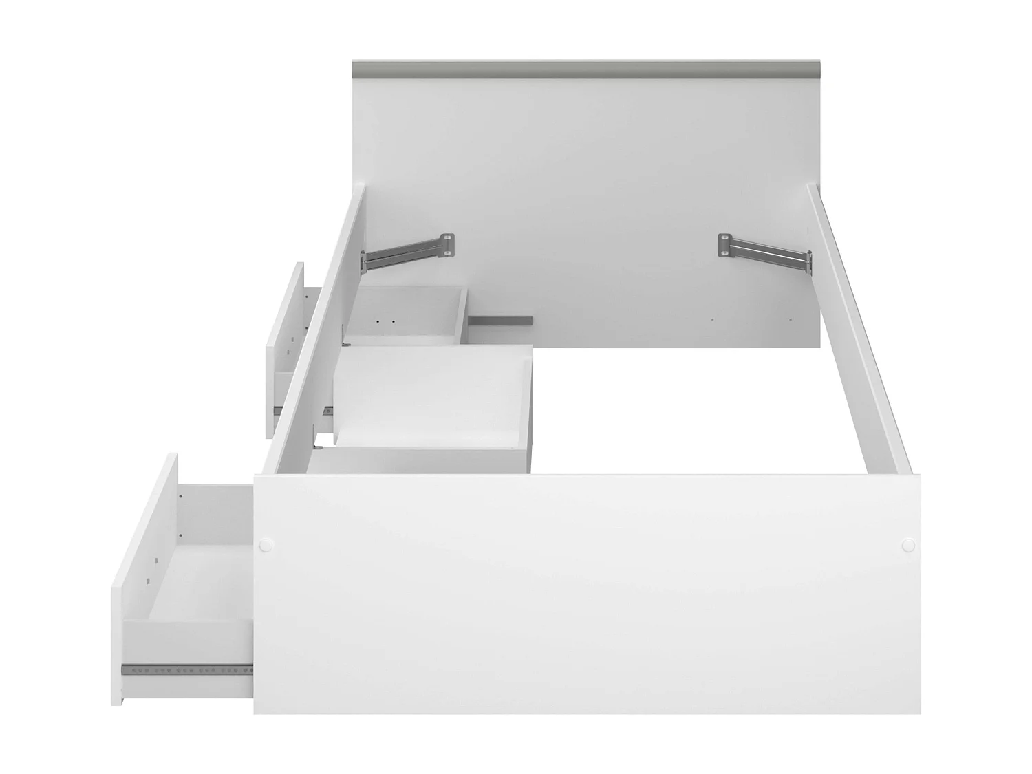 Cama juvenil Village 2 cajones y hueco blanco/gris 90x200 cm dormitorio