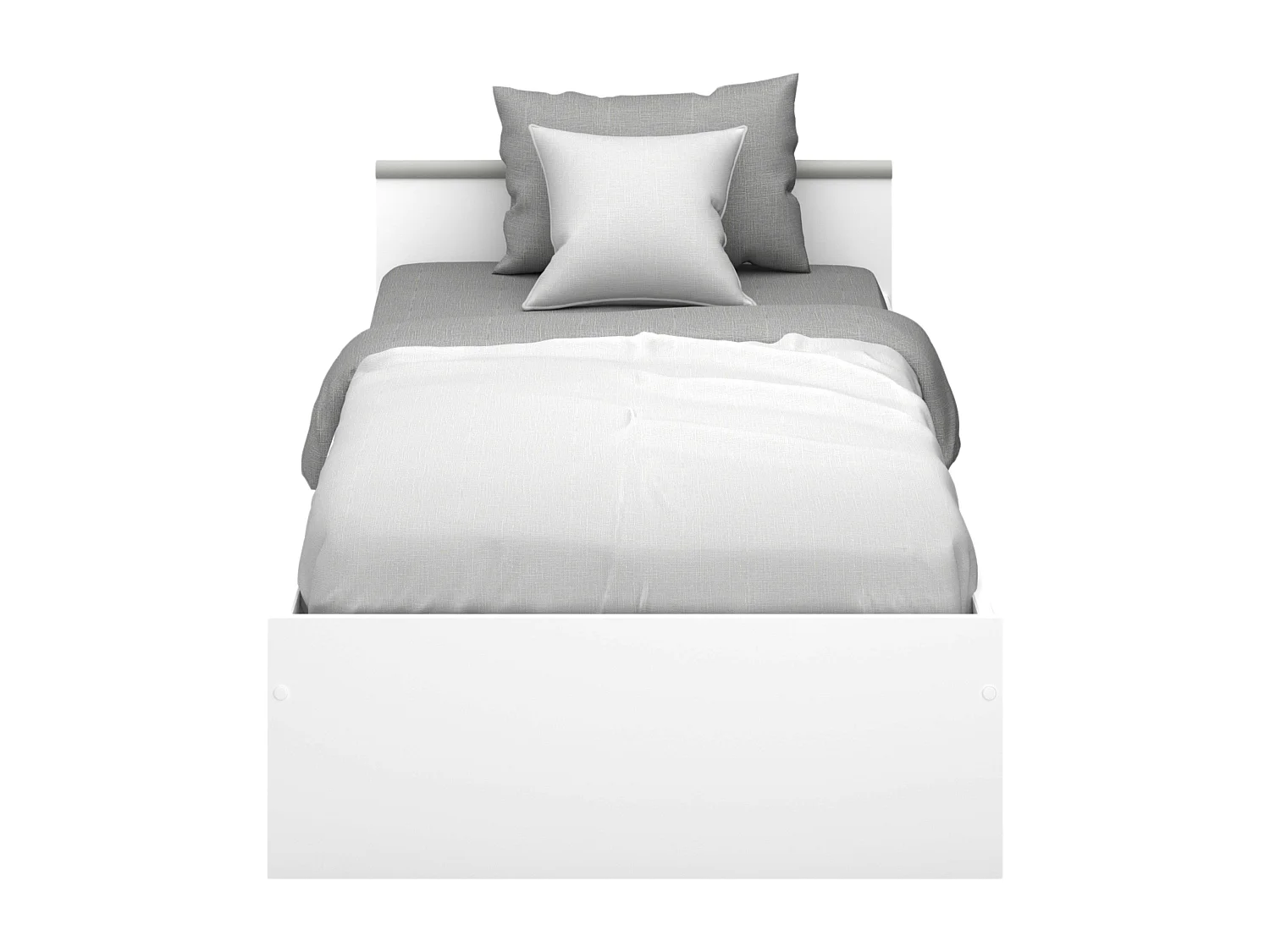 Cama juvenil Village 2 cajones y hueco blanco/gris 90x200 cm dormitorio