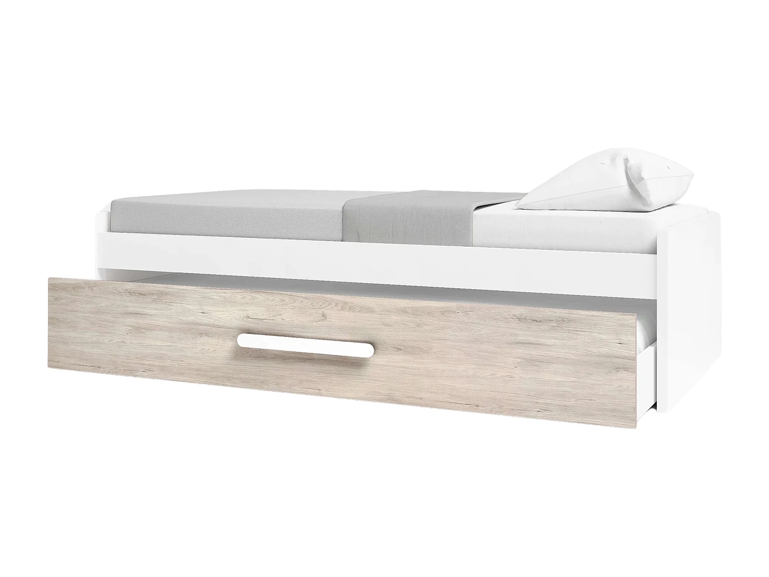 Cama Nido Juvenil Estilo Nórdico Roble Sahara Blanco Mate 90x190 cm