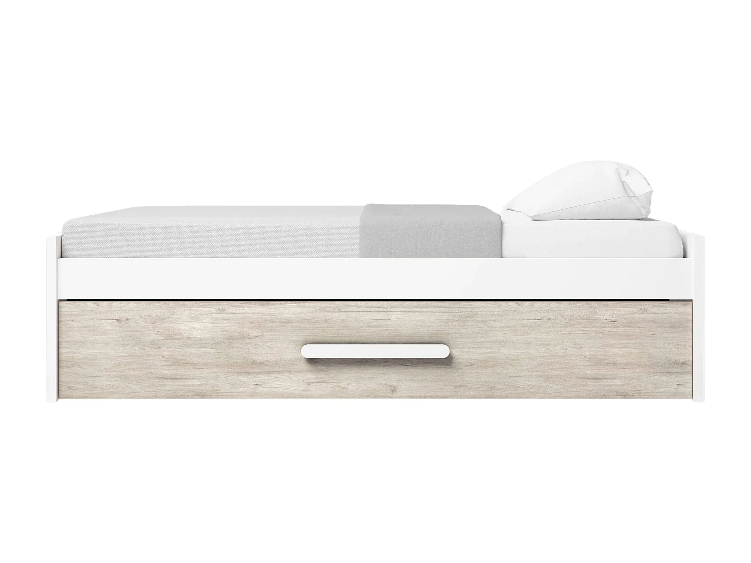 Cama Nido Juvenil Estilo Nórdico Roble Sahara Blanco Mate 90x190 cm