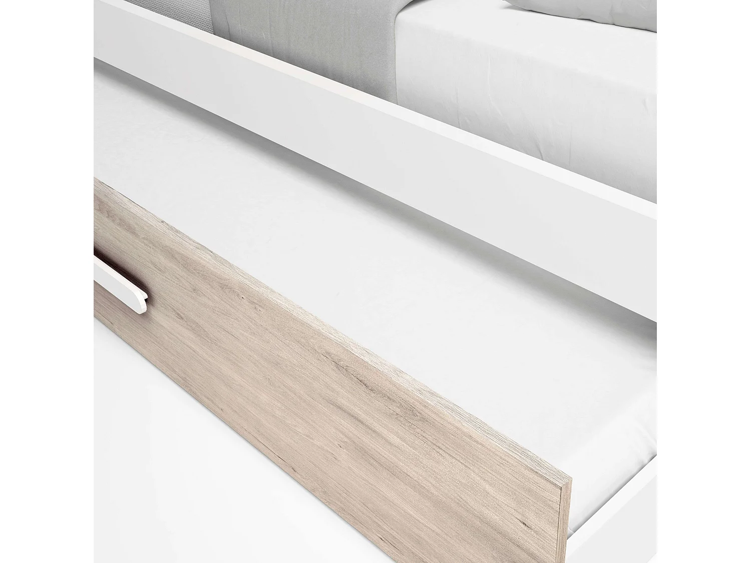 Cama Nido Juvenil Estilo Nórdico Roble Sahara Blanco Mate 90x190 cm