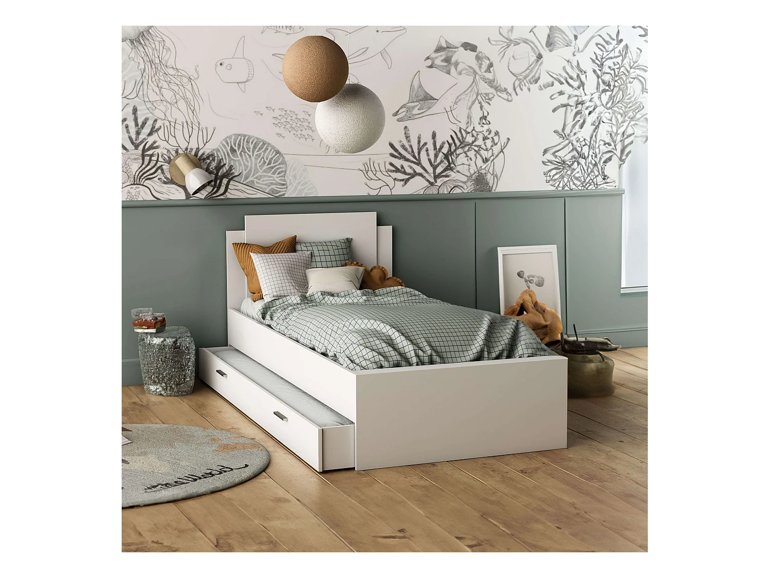 Cama Nido Juvenil Life con Cajón Blanco Mate 90X190-200 cm