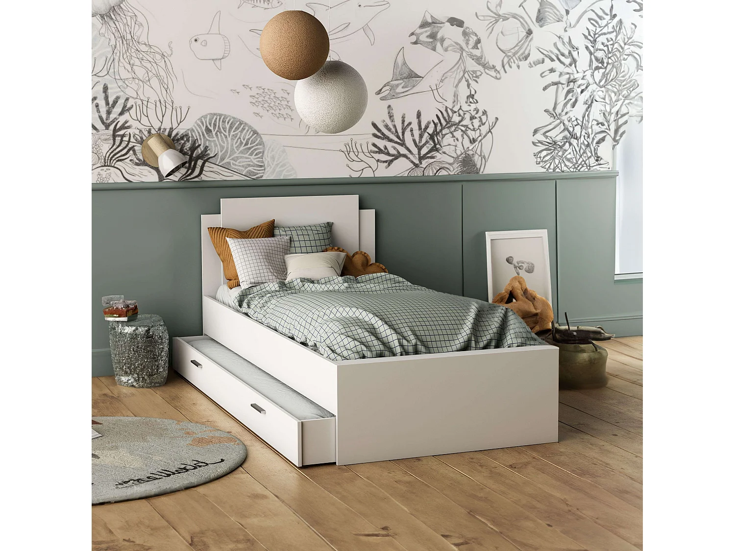 Cama Nido Juvenil Life con Cajón Blanco Mate 90X190-200 cm