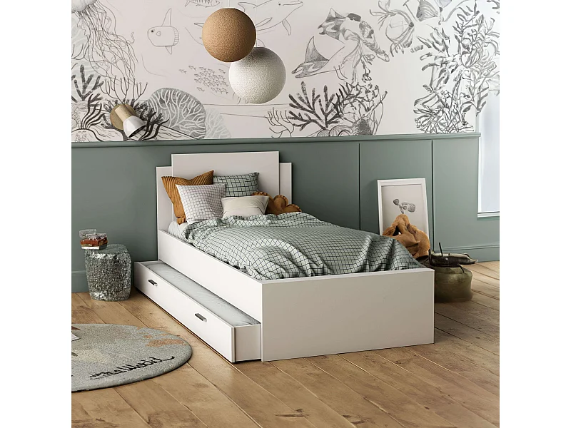 Cama Nido Juvenil Life con Cajón Blanco Mate 90X190-200 cm