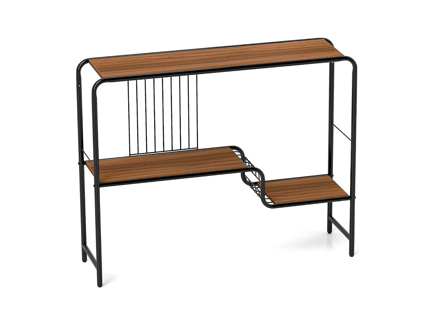 Konsolentisch Flurtisch mit 2 Ablageflächen und Metallrahmen Eingangstisch mit verstellbaren Füßen 99 x 27 x 79 cm