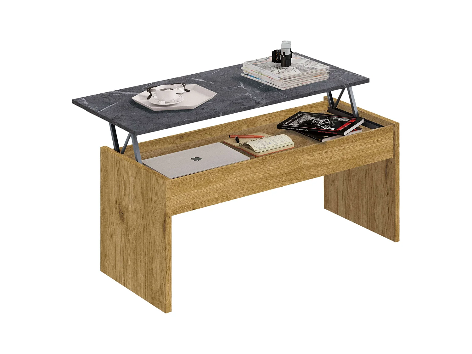 Conjunto Muebles Salón Kamet Roble Gold (Mesa Tv+Ctro+Estantería+Aparador)