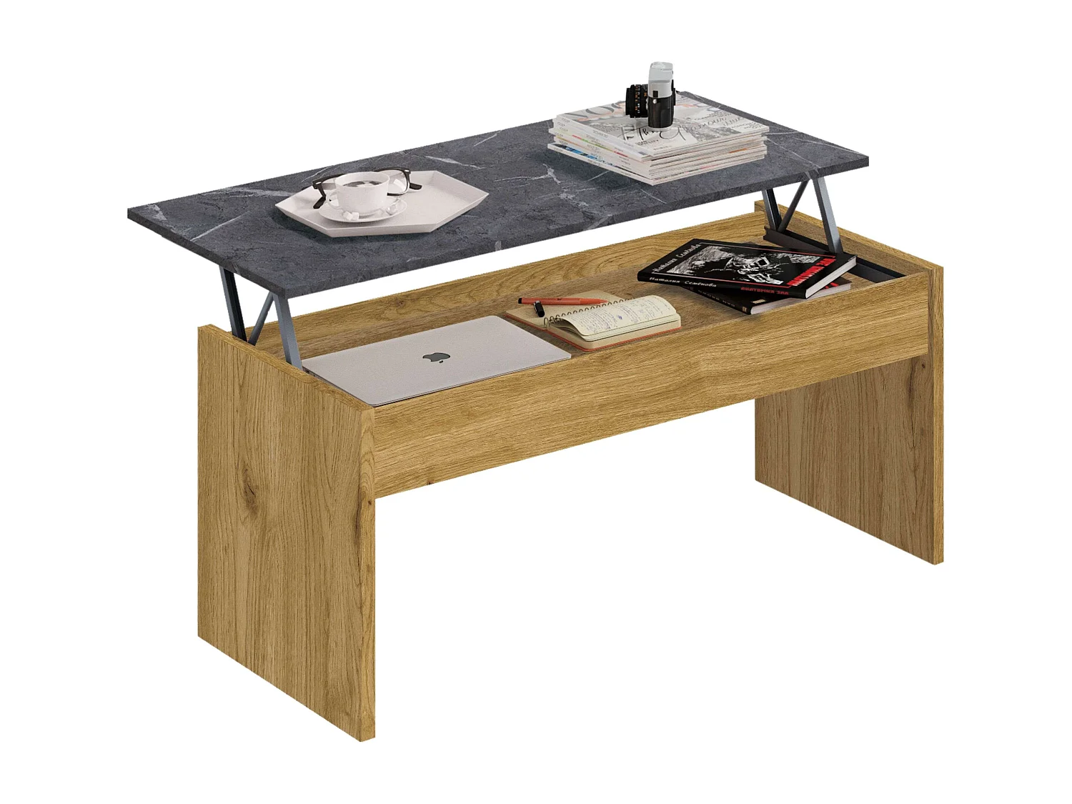 Conjunto Muebles Salón Kamet Roble Gold (Mesa Tv+Ctro+Estantería+Aparador)