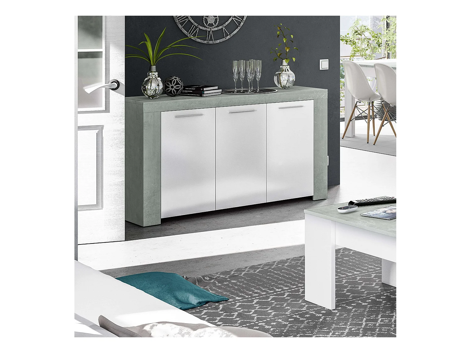 Pack salón Plutón: Mesa TV, Mesa centro, Mesa Comedor, Aparador