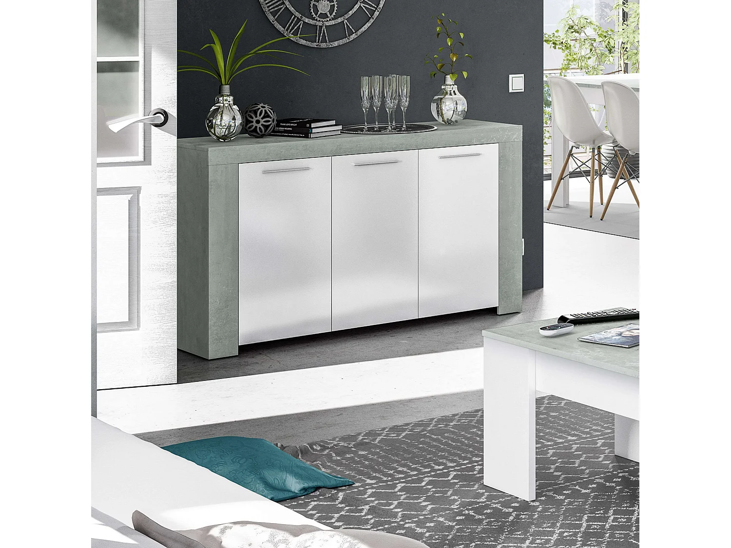 Pack salón Plutón: Mesa TV, Mesa centro, Mesa Comedor, Aparador