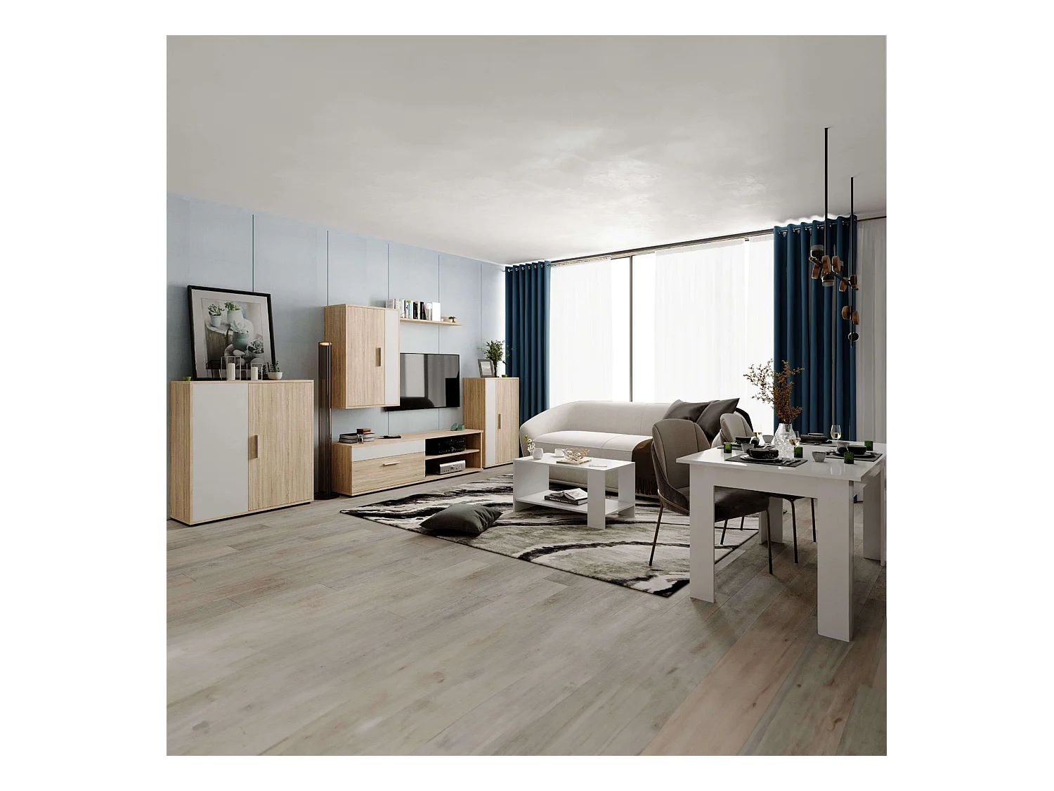 Pack Muebles Salón Completo Last Color Blanco/Roble Sonoma