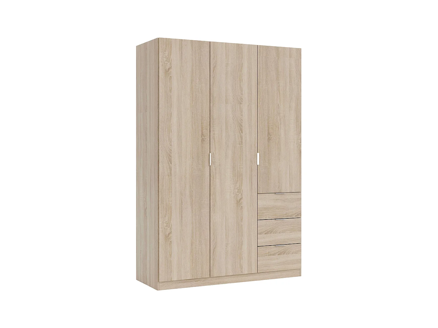 Pack Dormitorio Matrimonio Blanco y Roble Canadian: cama, armario, cabezal