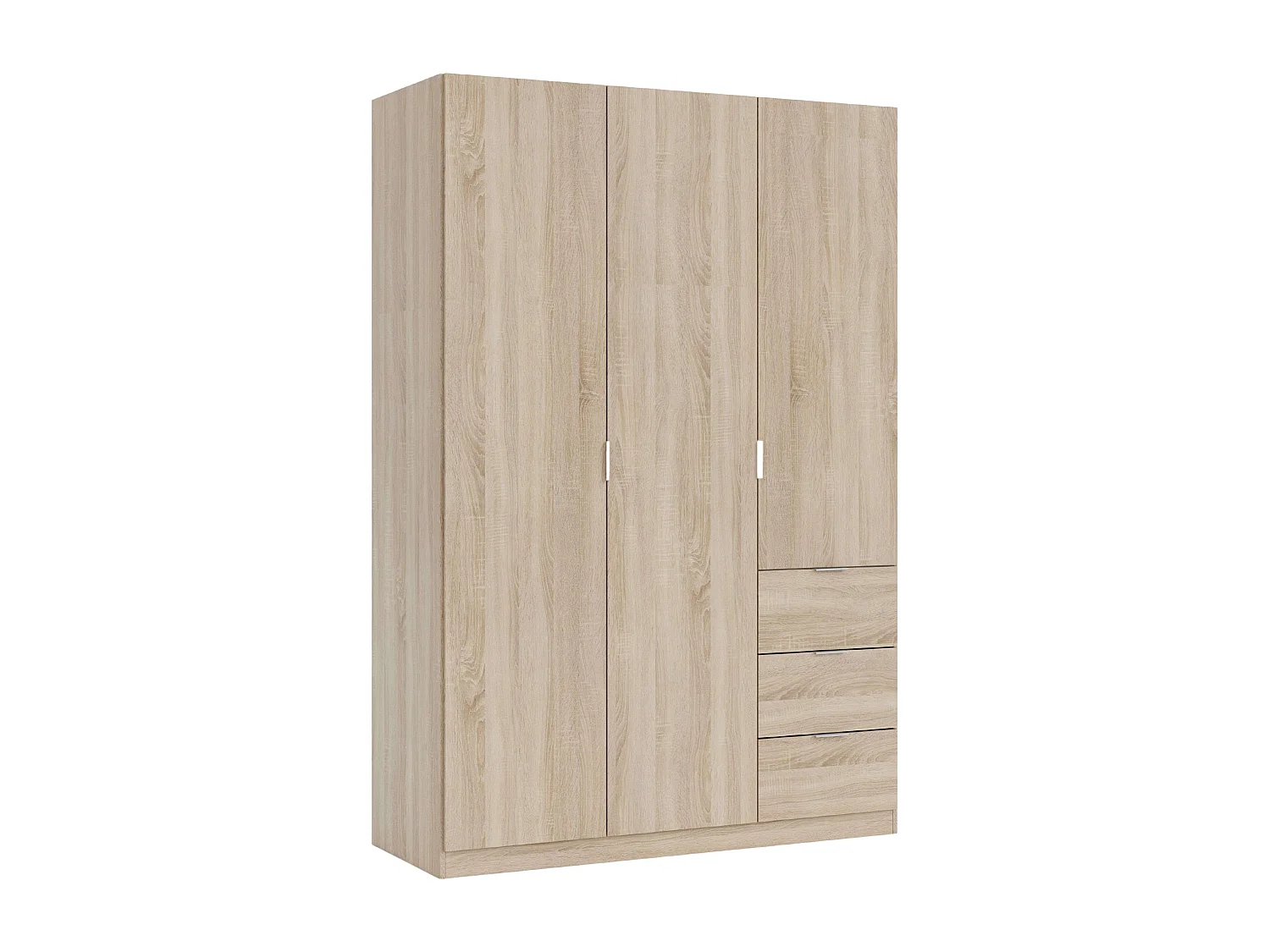 Pack Dormitorio Matrimonio Blanco y Roble Canadian: cama, armario, cabezal