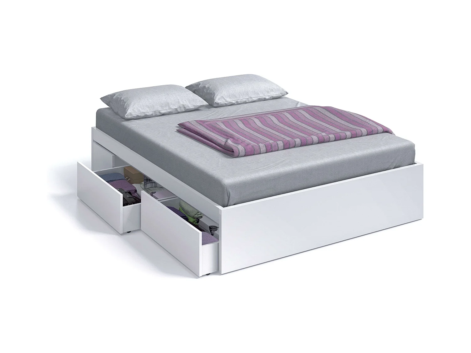 Dormitorio Doble Blanco Artik (mate), detalles gris antracita, 150 cm