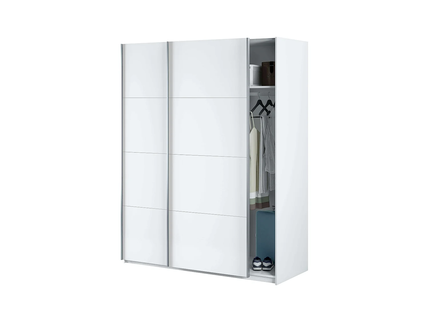 Dormitorio Doble Blanco Artik (mate), detalles gris antracita, 150 cm