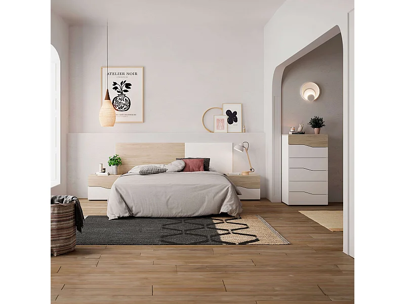 Pack muebles dorm. Couple color Sahara y blanco
