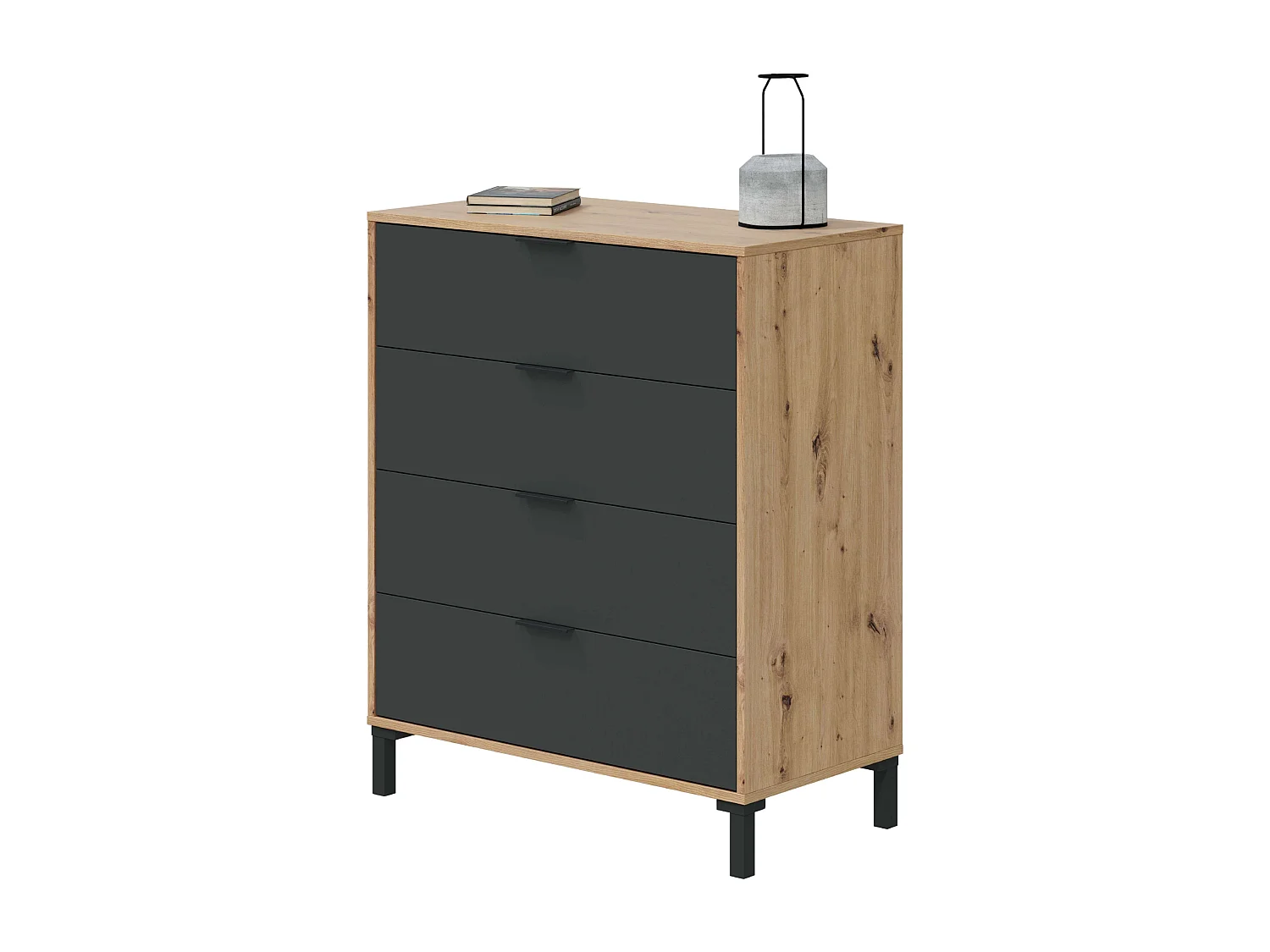 Pack Dormitorio: Cabecero 135/150 cm, 2 Mesitas, Cómoda, Armario Roble/Gris