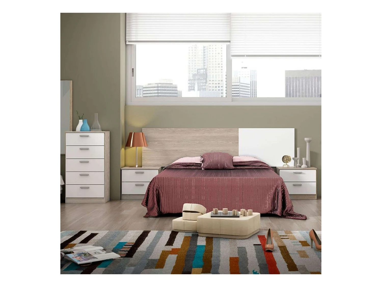 Muebles dorm. Couple blanco mate y sahara