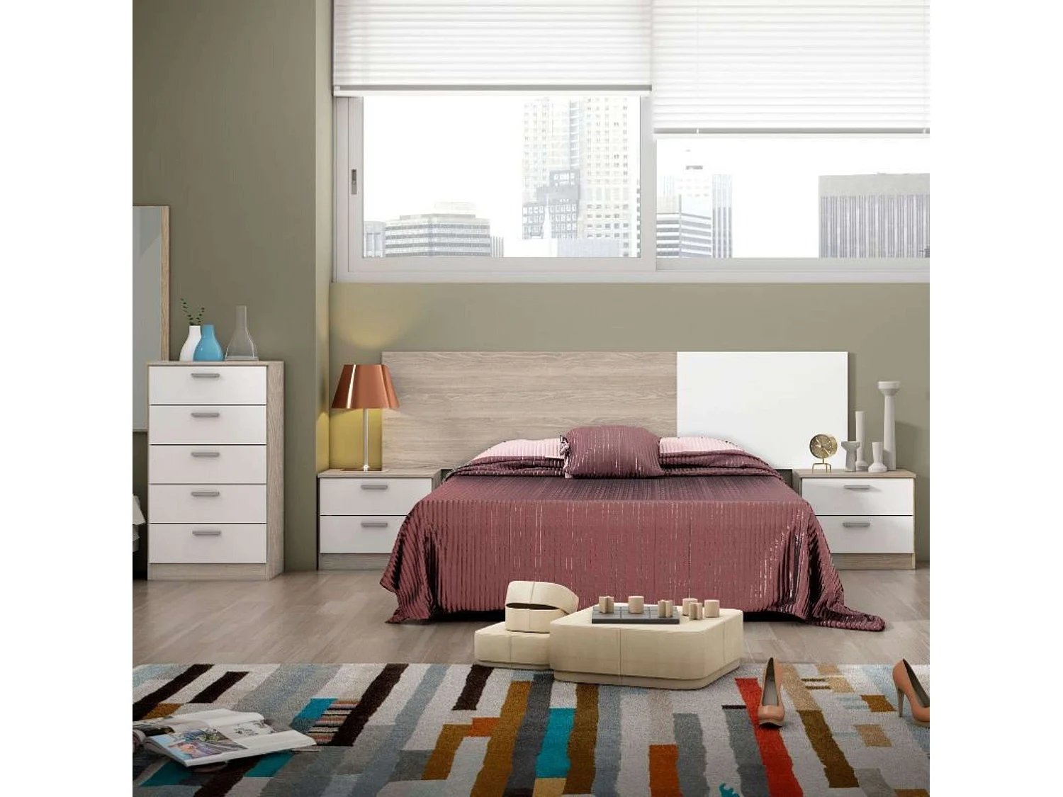 Muebles dorm. Couple blanco mate y sahara