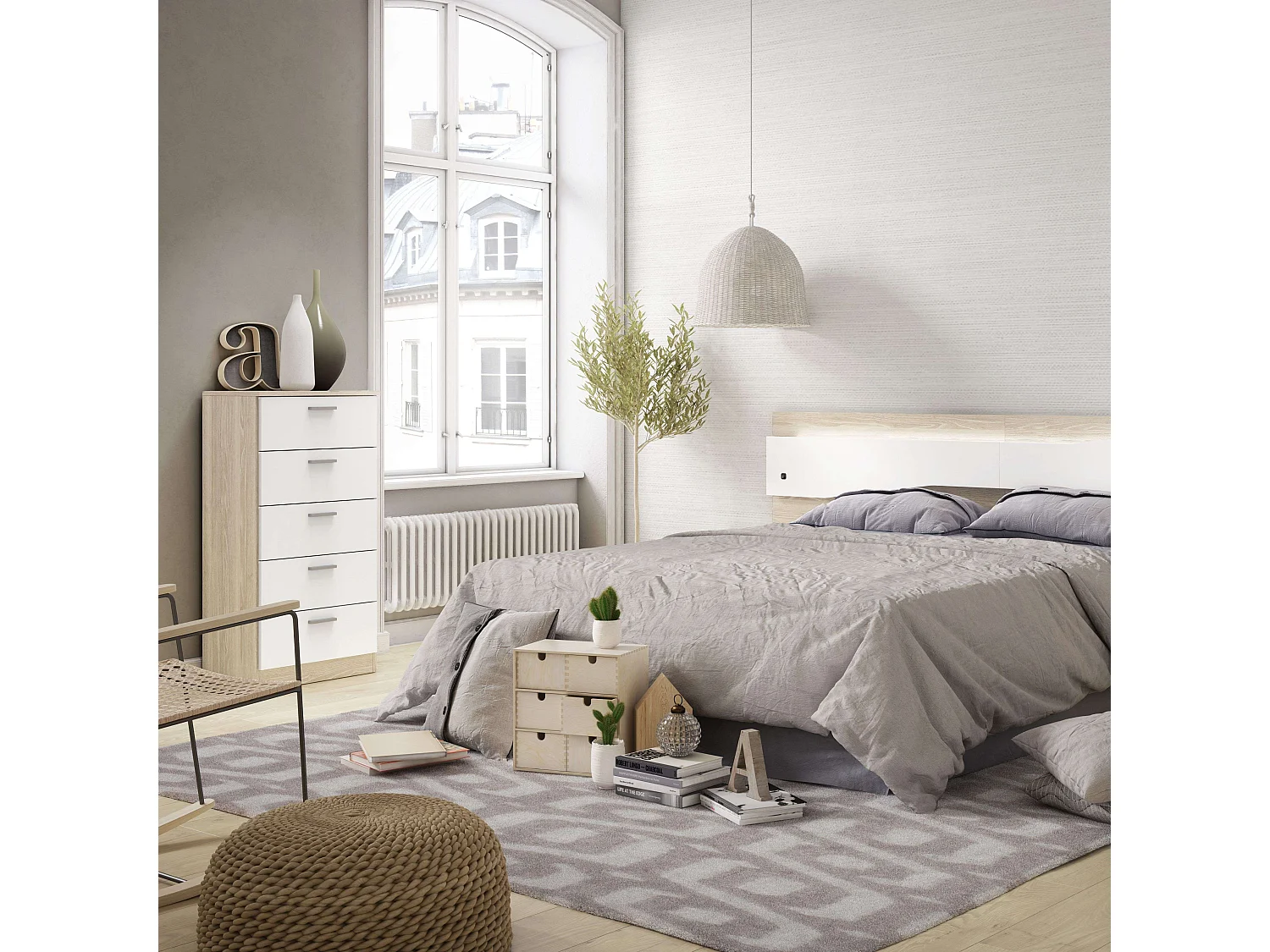 Muebles dorm. Couple blanco mate y sahara