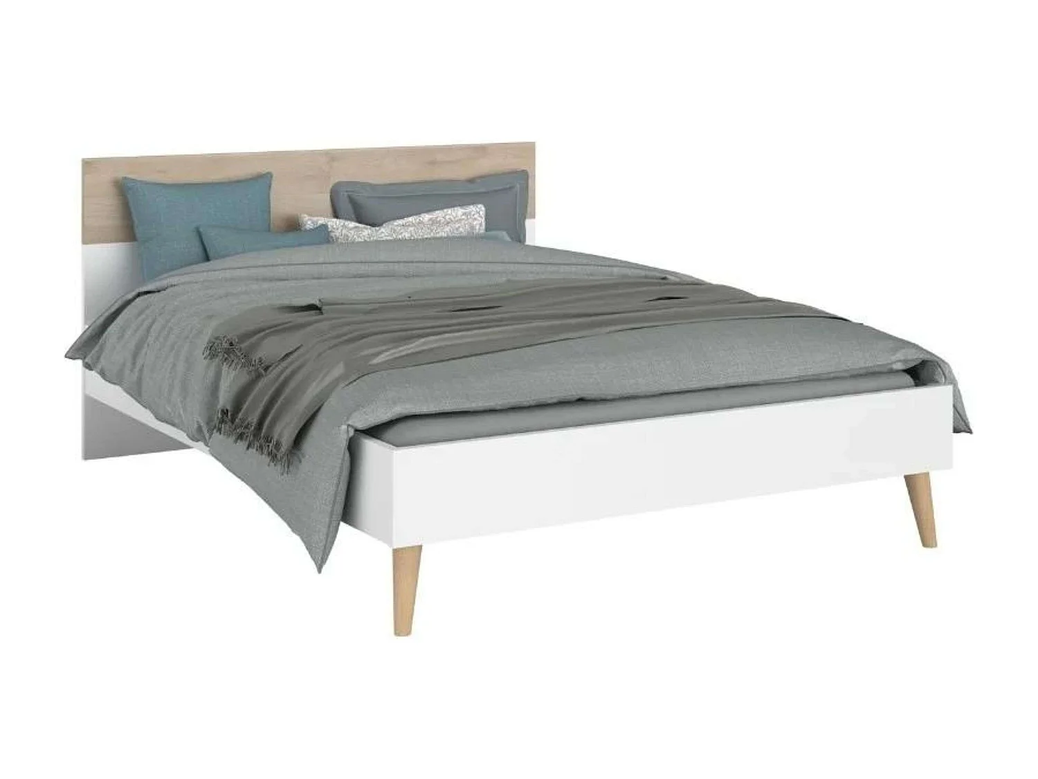 Pack Dormitorio Osaka Roble Japonés Cama 135-140x190 cm, 2 mesitas y Armario