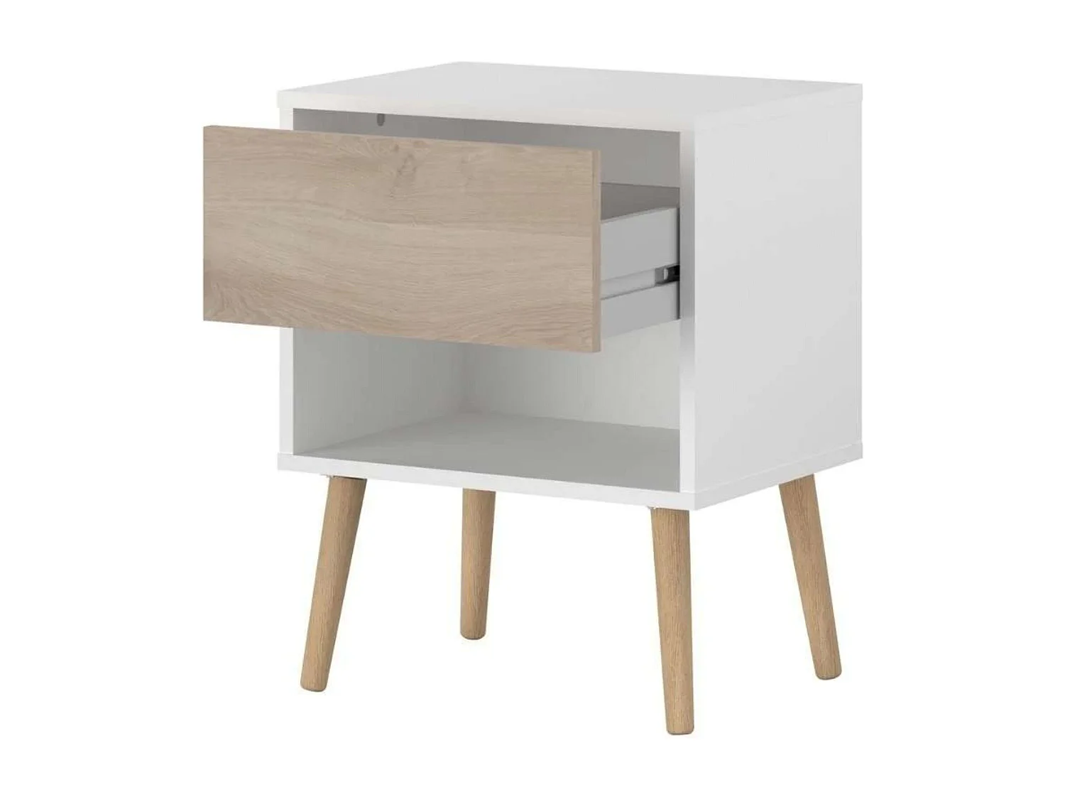 Pack Dormitorio Osaka Roble Japonés Cama 135-140x190 cm, 2 mesitas y Armario