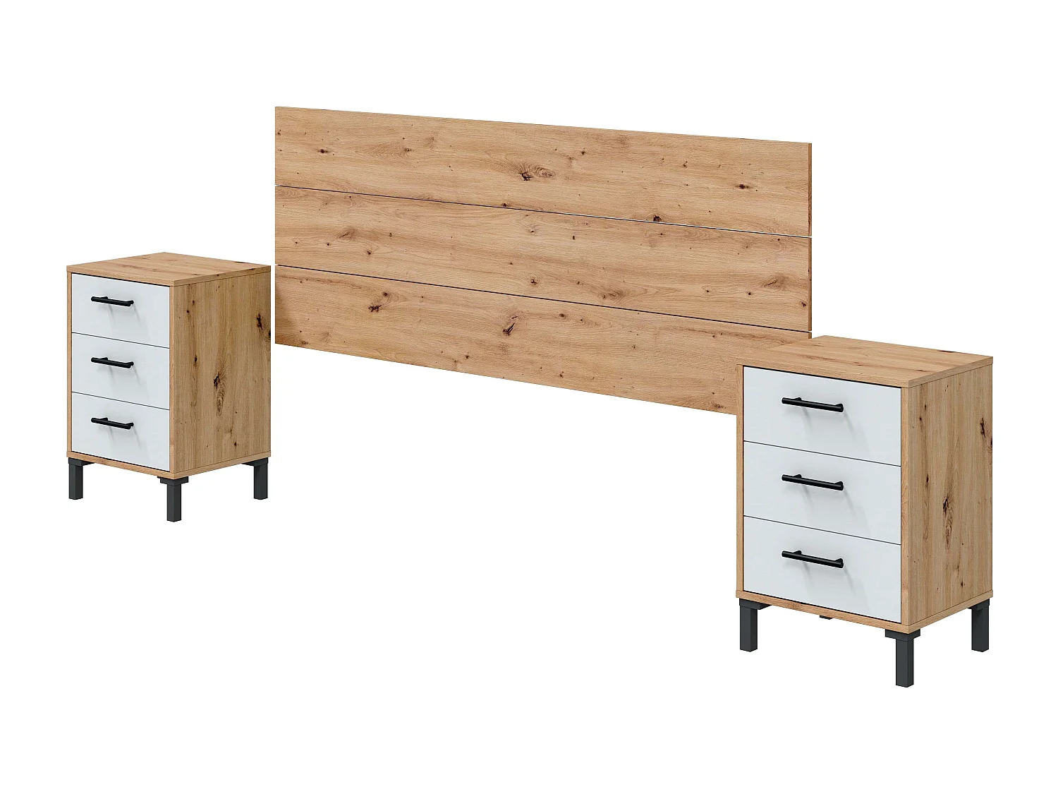 Pack Dormitorio Matrimonio Lúmina Nórdico: Cabecero, Mesitas, Cómoda, Armario