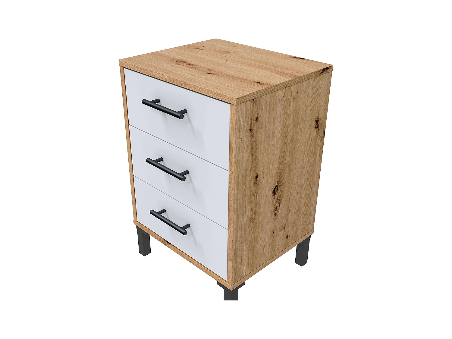 Tête de lit et tables de chevet de style nordique en chêne Nodi et blanc Artik 240 x 101 x 33 cm