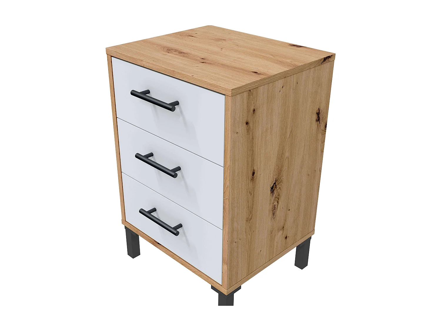 Cabecero y Mesitas Estilo Nórdico Roble Nodi y Blanco Artik 240x101x33cm