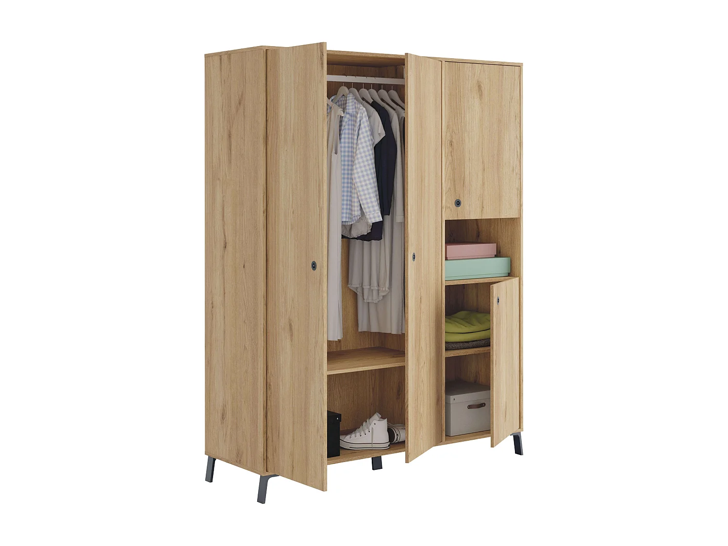 Pack Muebles Dormitorio Camila: Armario, Cómoda, Mesita, Cabecero