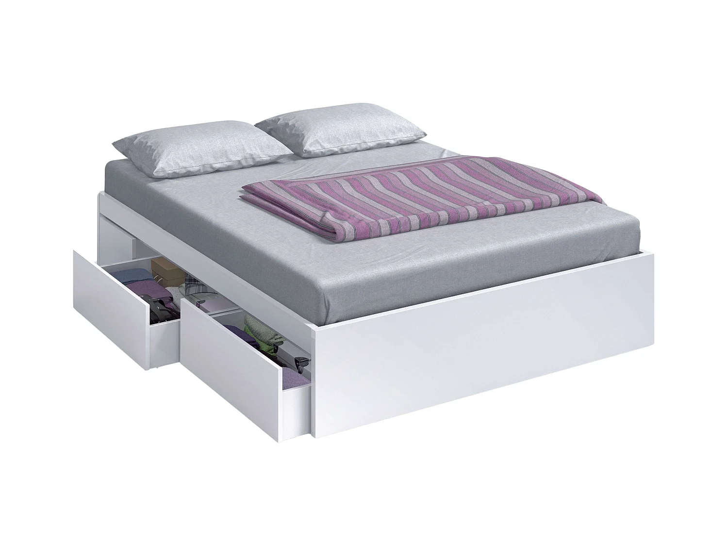 Pack Dormitorio Completo Roble Alaska Blanco (Cama, Cabecero, Mesitas, Armario)