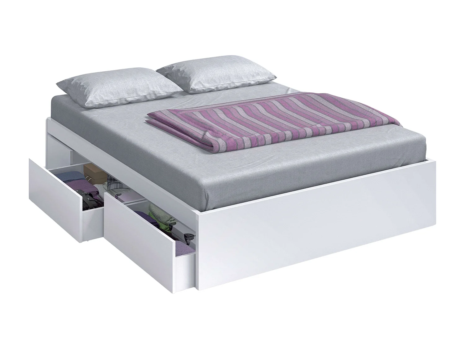 Pack Dormitorio Completo Roble Alaska Blanco (Cama, Cabecero, Mesitas, Armario)