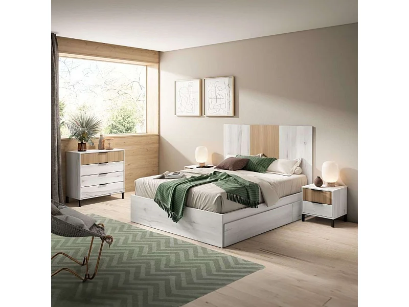 Dpto. Moderno Arles Blanco Albo y Roble Rayado 135-160 cm