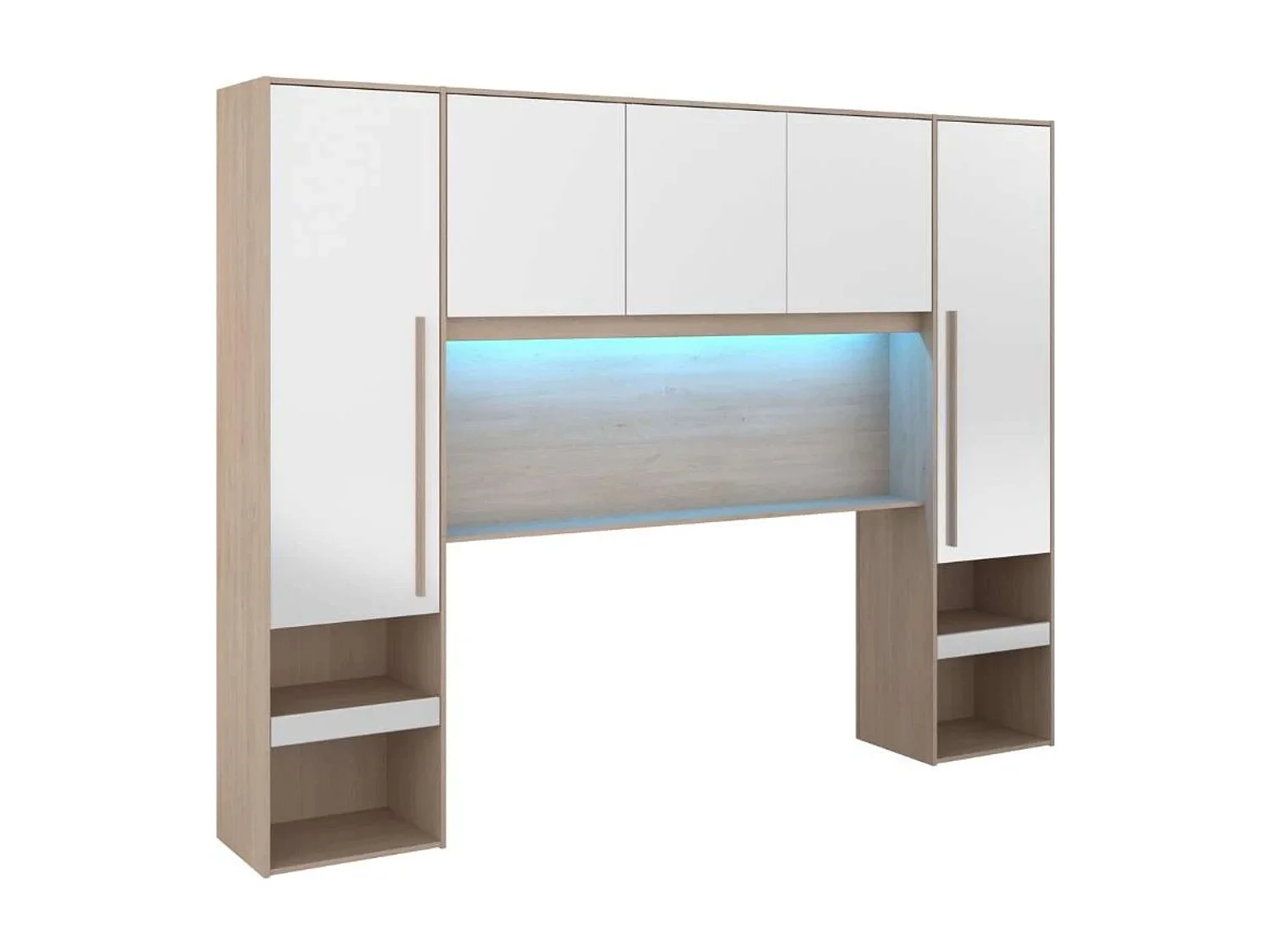 Pack Dormitorio John Cama 135-140x190 cm con Cajones y Cabecero Roble