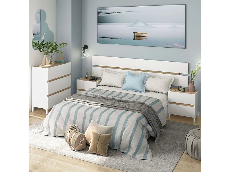 Pack muebles dorm. doble Tempus blanco Artik y roble Nodi