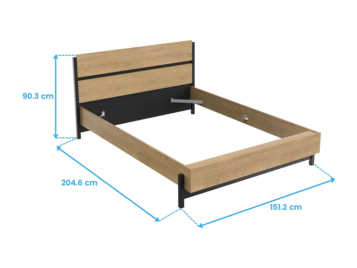 Pack Dormitorio Craft roble Hamilton (cama + mesitas + cómoda)