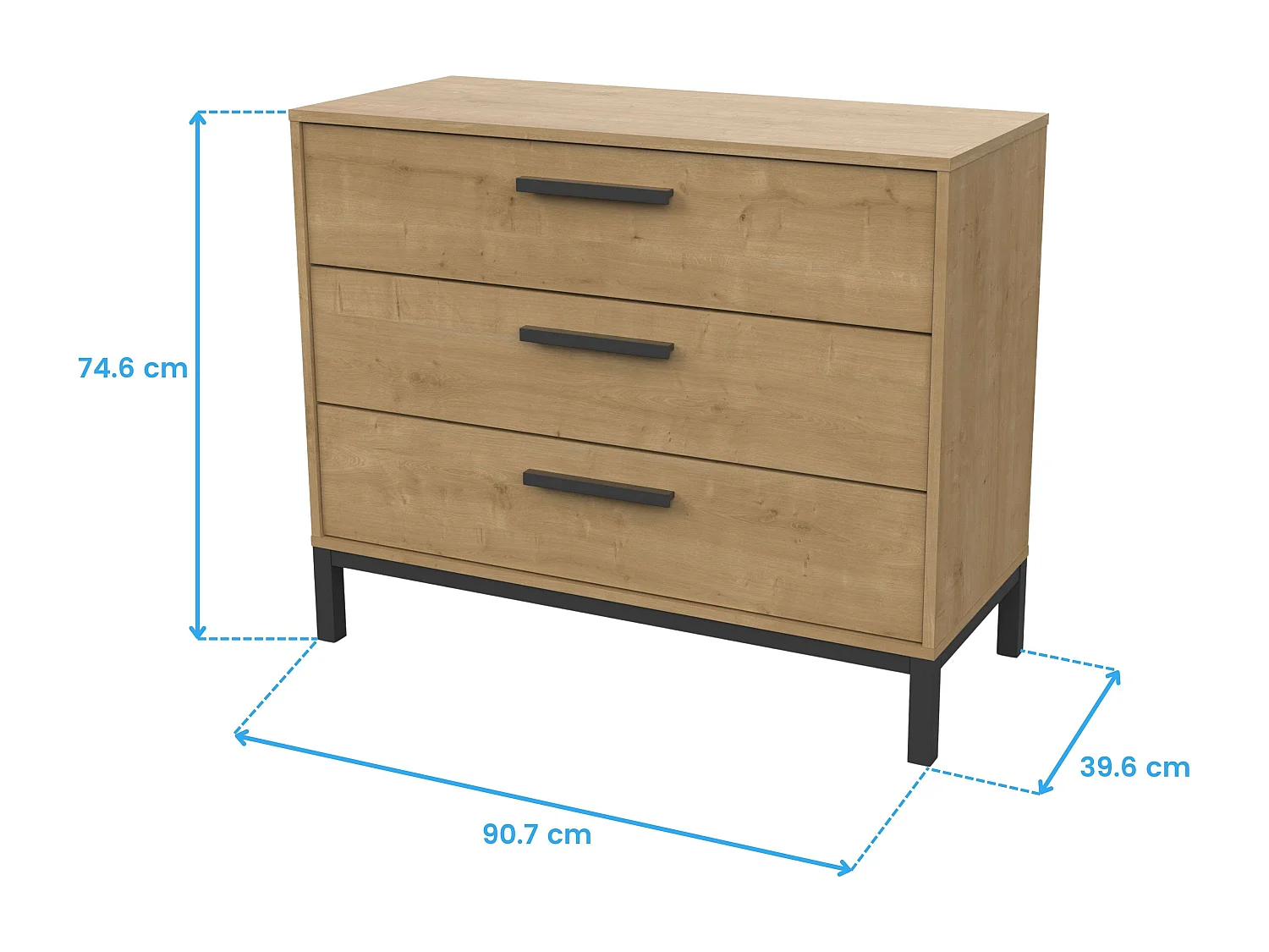 Pack Dormitorio Craft roble Hamilton (cama + mesitas + cómoda)