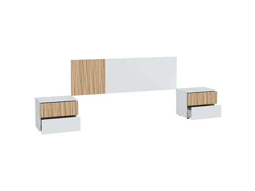 Pack Dormitorio Etnha: Cabecero, 2 Mesitas, Cama c/Cajones, Cómoda