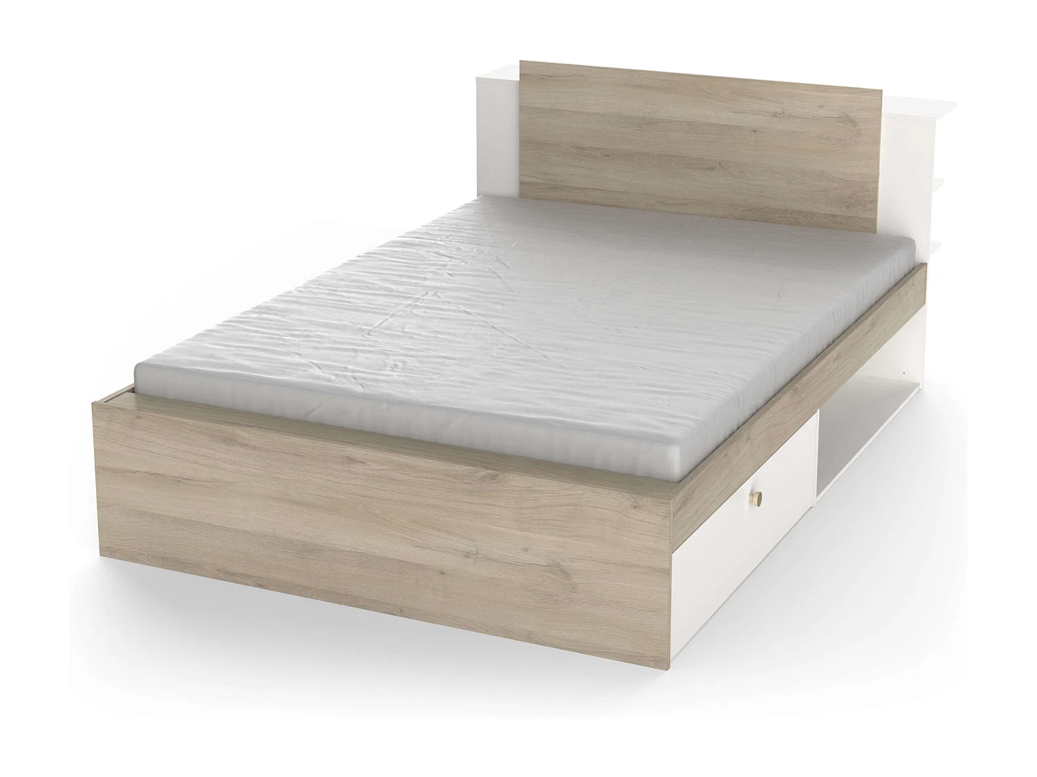 Pack Dorm. Nórdico Izzy Blanco Mate/Roble Kronberg: Cama y Cómoda