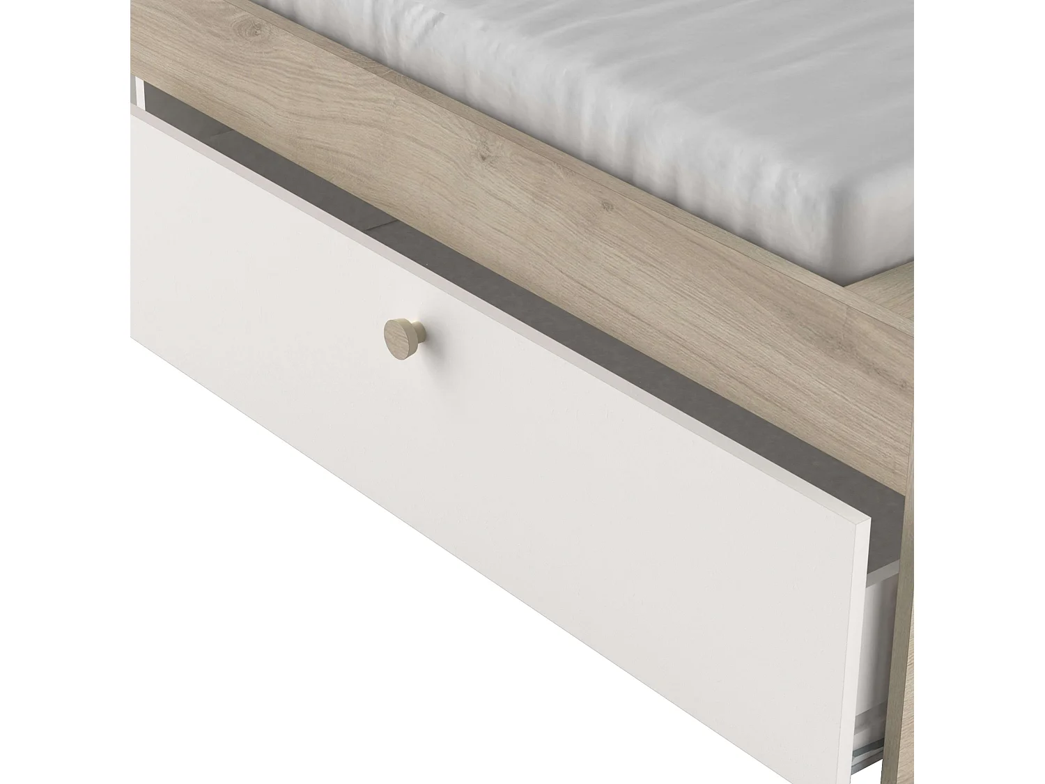 Pack Dorm. Nórdico Izzy Blanco Mate/Roble Kronberg: Cama y Cómoda