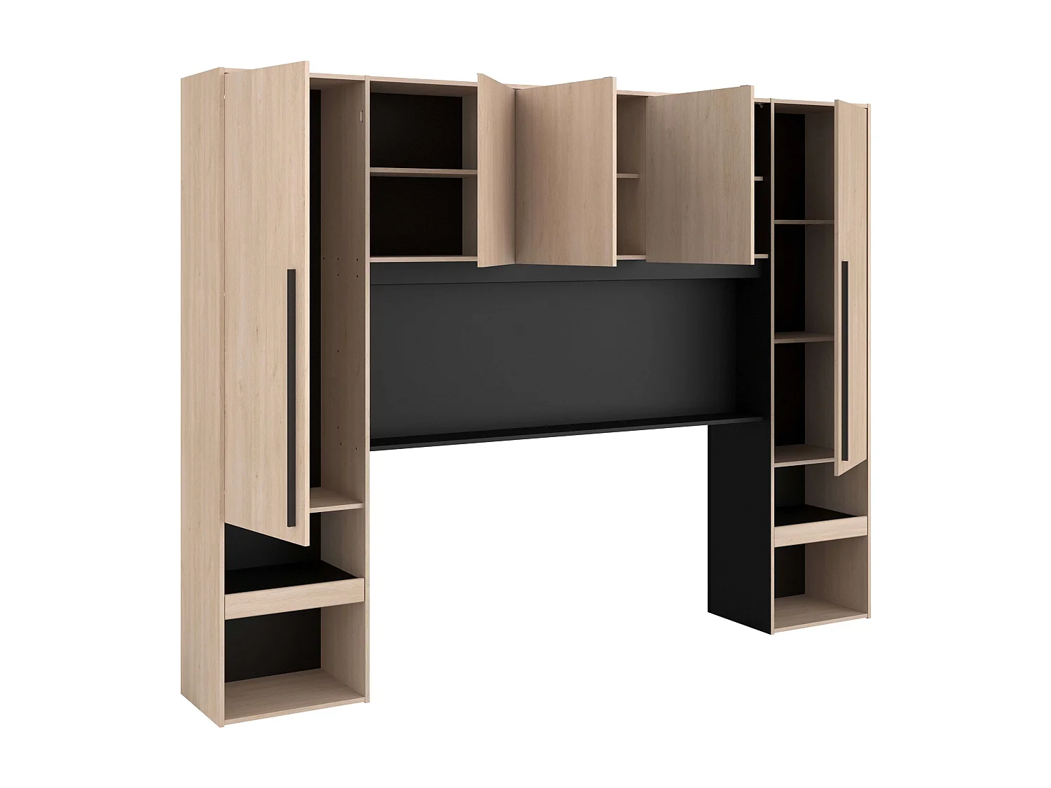 Pack Dormitorio John Cama con Cajones y Cabecero Roble Brooklyn (160x200 cm)