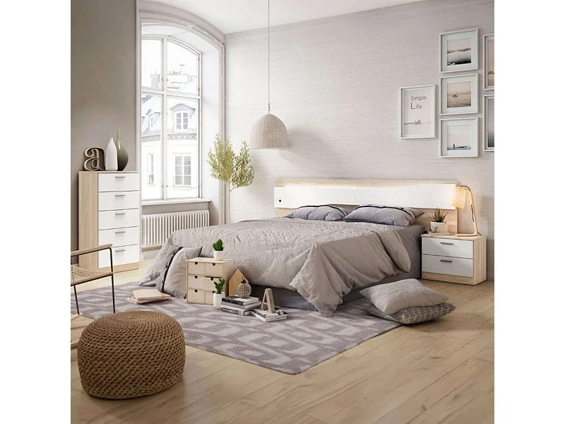 Quarto de casal completo Sahara/Branco moderno 150 cm