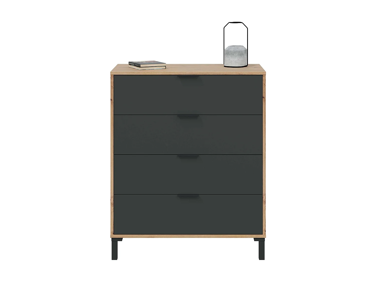 Pack dormitorio Roble Nodi y gris antracita 150 cm o 135 cm