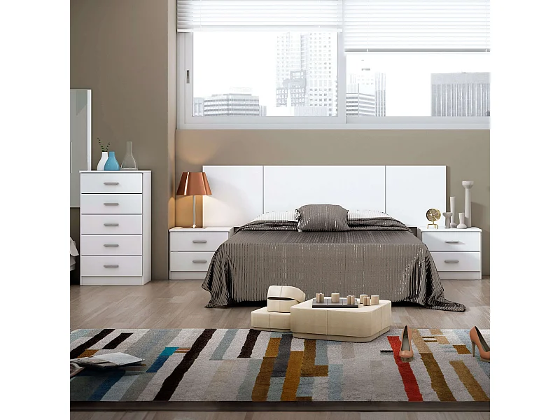 Pack muebles dormitorio Couple blanco mate, dormitorio moderno