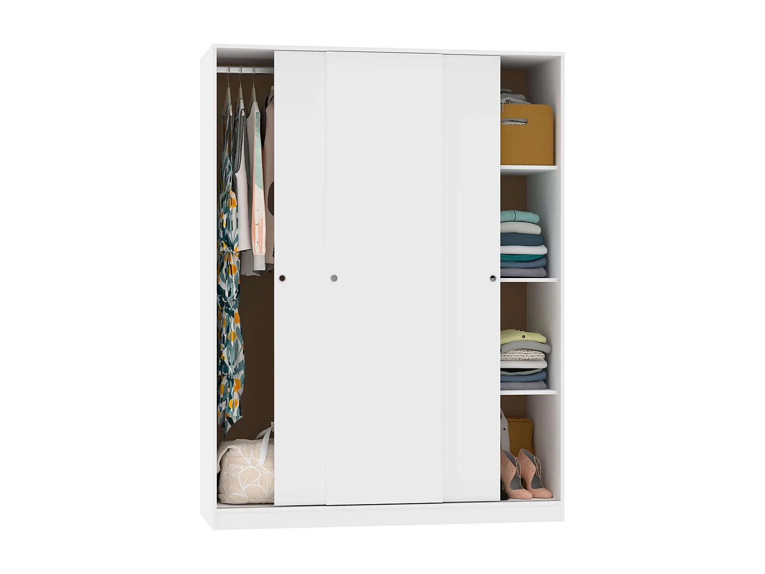 Pack Dormitorio Juvenil Tibet Blanco Mate: Cama 105x190 cm + Armario + Cómoda