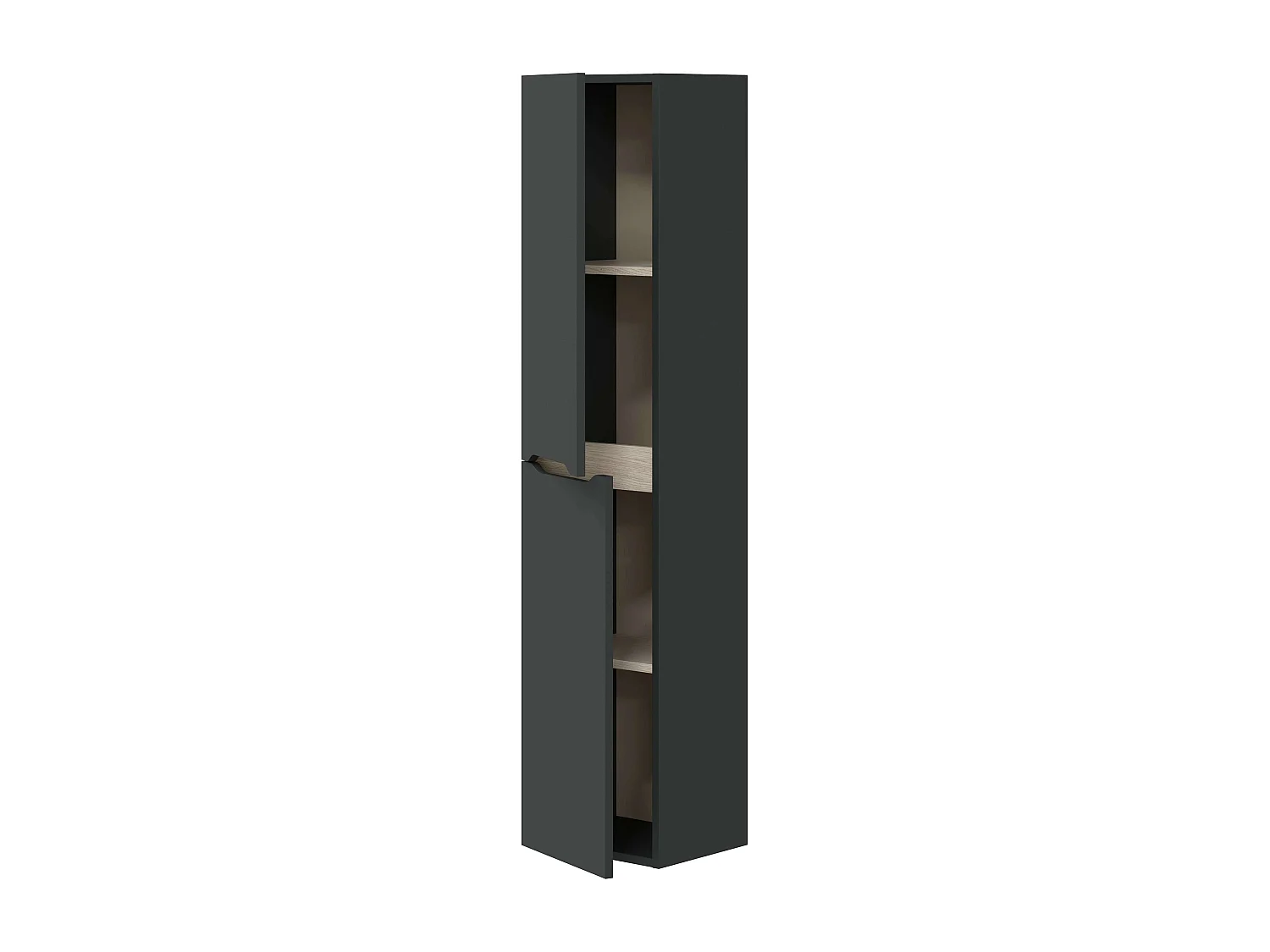 Muebles de Baño Moderno Lotto Gris Antracita y Roble (espejo+lavabo+columna)