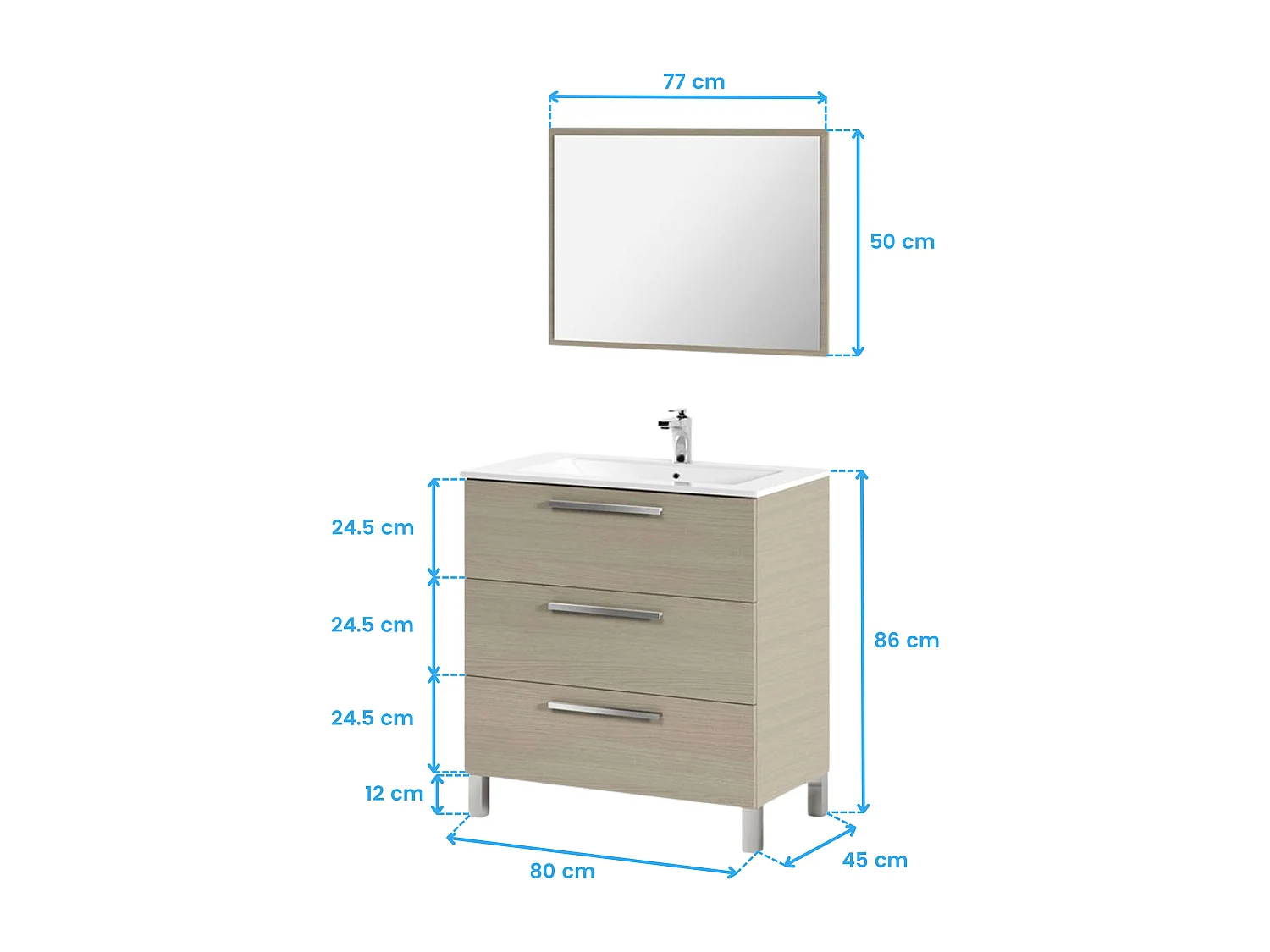Baño Conjunto Taria con Columna Athenea y Lavamanos Roble Claro
